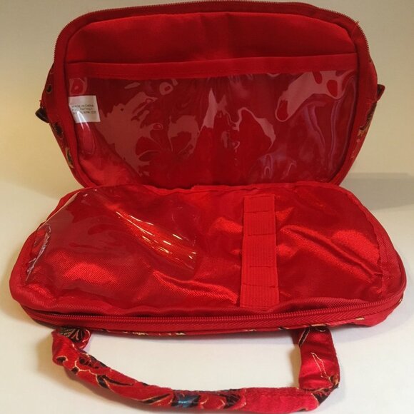 Travel Cosmetic Purse Portable 3 Way Vanity Mirror Fabric Floral Makeup Bag Set - Picture 14 of 15